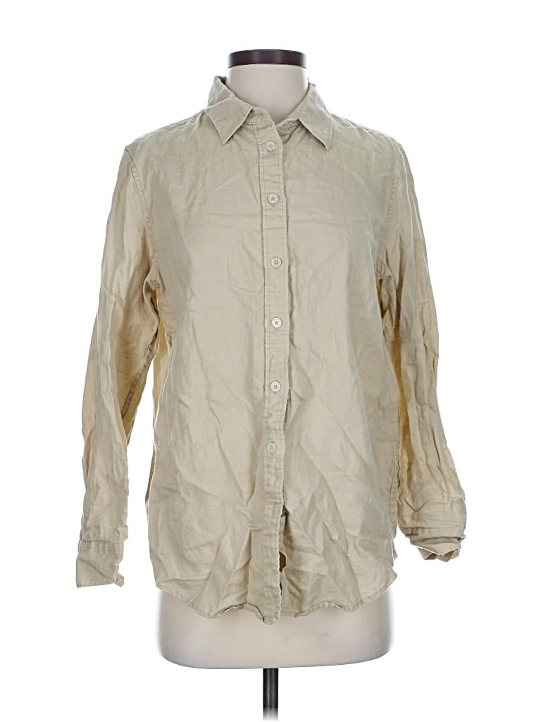 Pre-owned Quince Long Sleeve Button Down Shirt In White