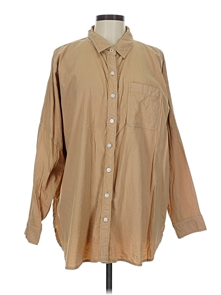 Pre-owned American Eagle Outfitters Long Sleeve Button Down Shirt In Brown