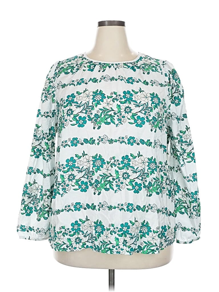Pre-owned Lane Bryant 3/4 Sleeve Blouse In Green