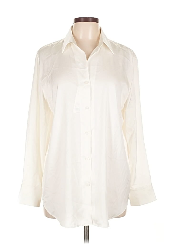 Pre-owned Uniqlo Long Sleeve Blouse In White