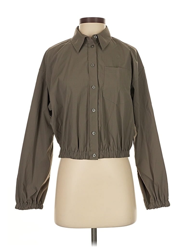 Pre-owned Athleta Long Sleeve Blouse In Brown