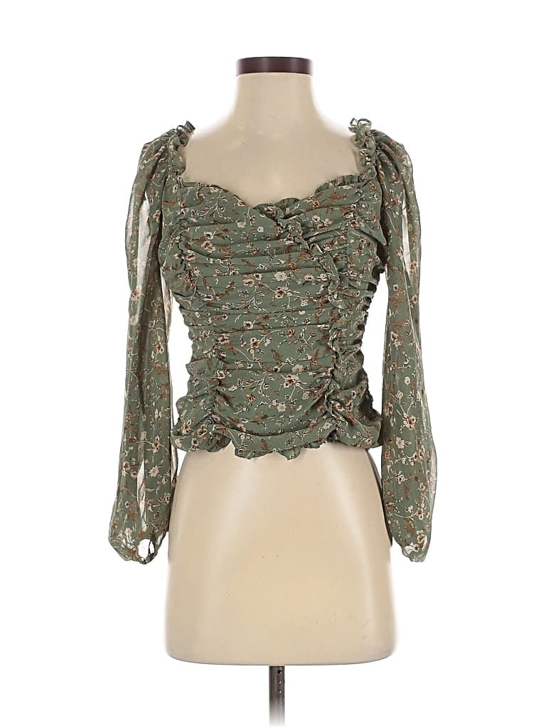 Pre-owned Astr 3/4 Sleeve Blouse In Green