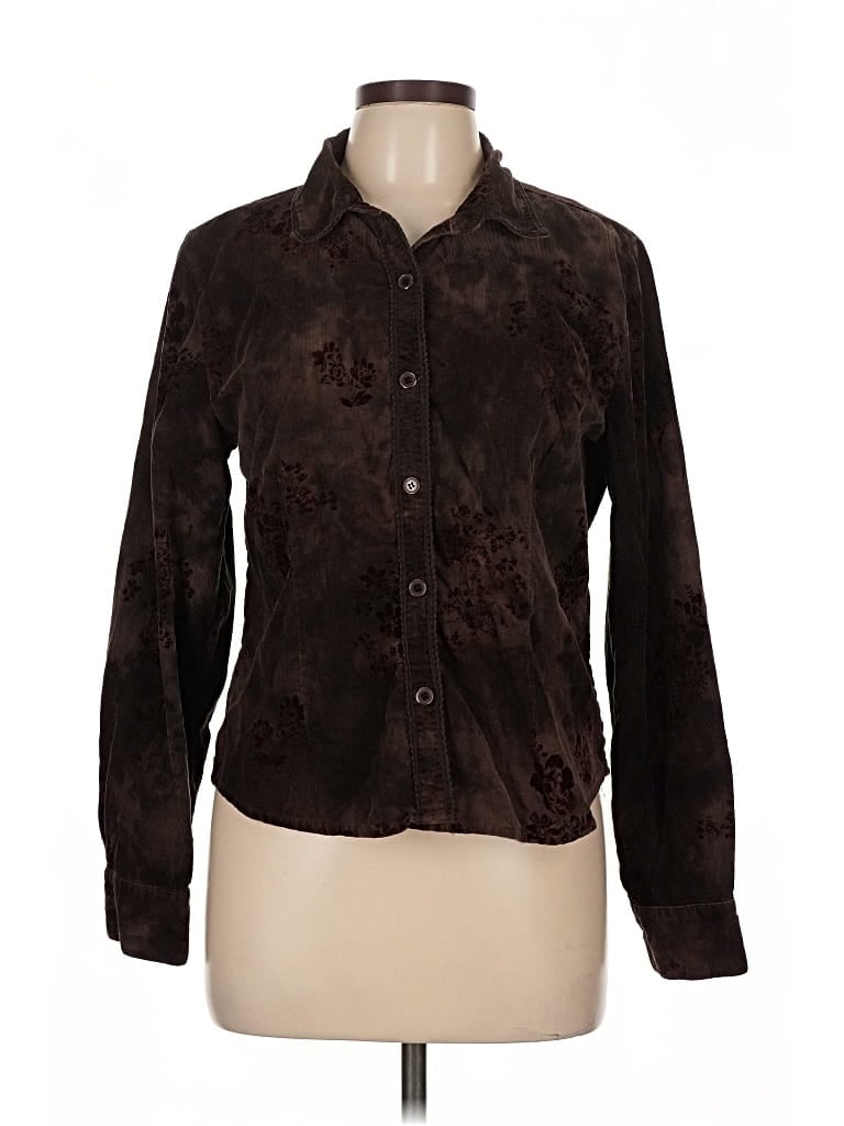 Pre-owned Christopher & Banks Long Sleeve Button Down Shirt In Brown
