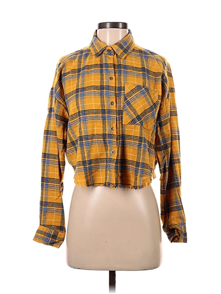 Pre-owned Faded Rose Long Sleeve Button Down Shirt In Yellow