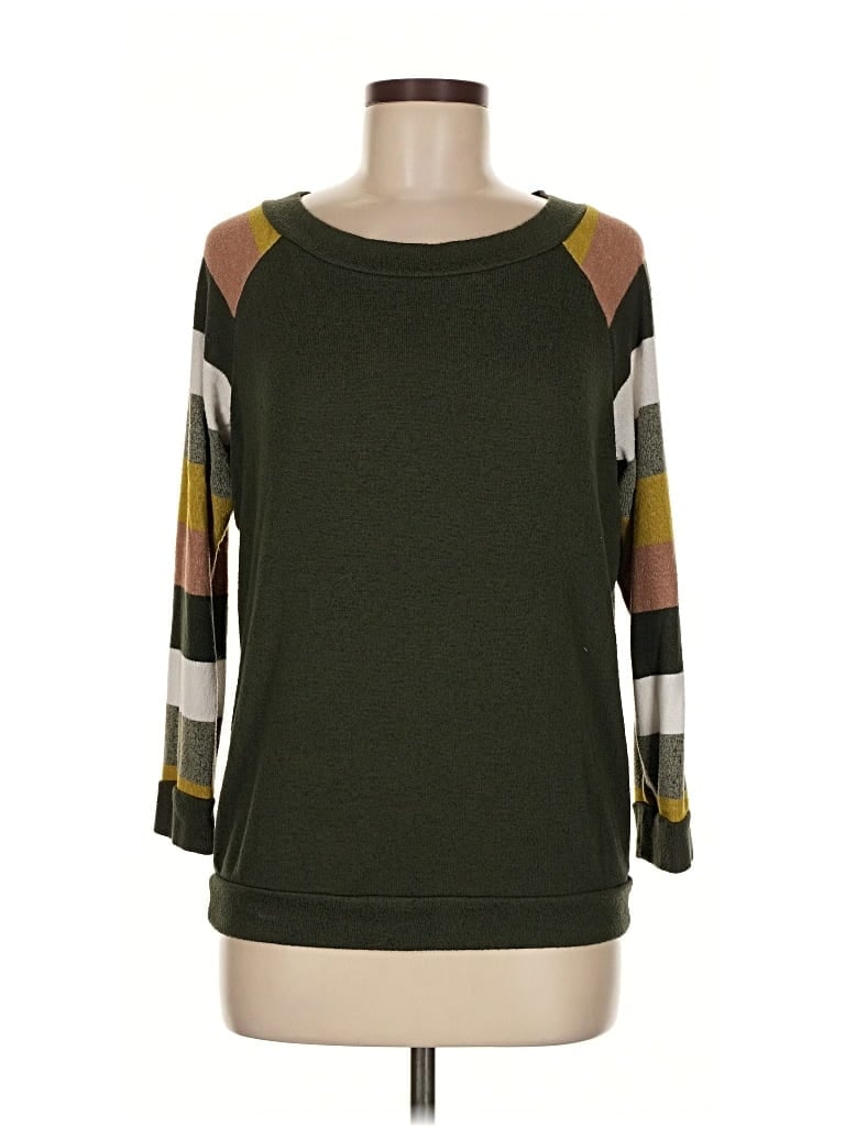 Pre-owned Market & Spruce 3/4 Sleeve Top Green Boatneck Tops