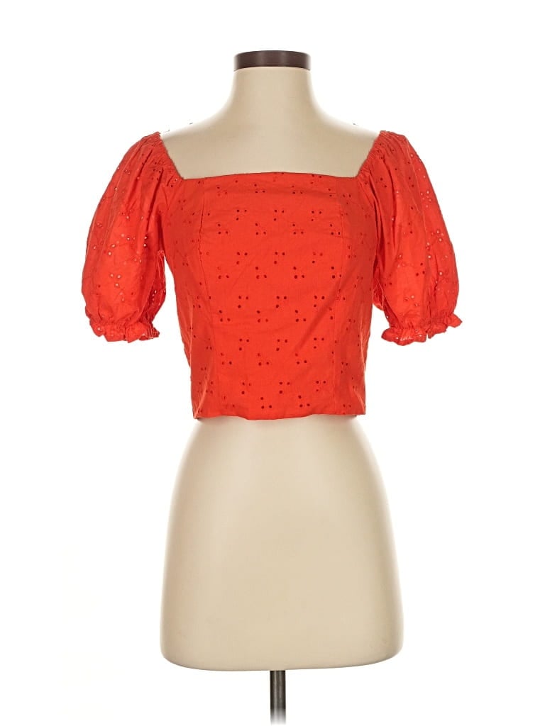 Pre-owned Mason & Belle Short Sleeve Blouse In Orange