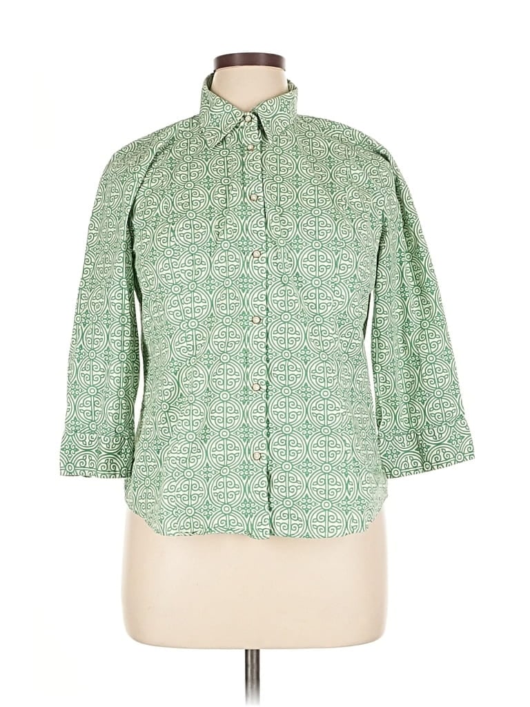 Pre-owned G.h. Bass & Co. 3/4 Sleeve Button Down Shirt In Green