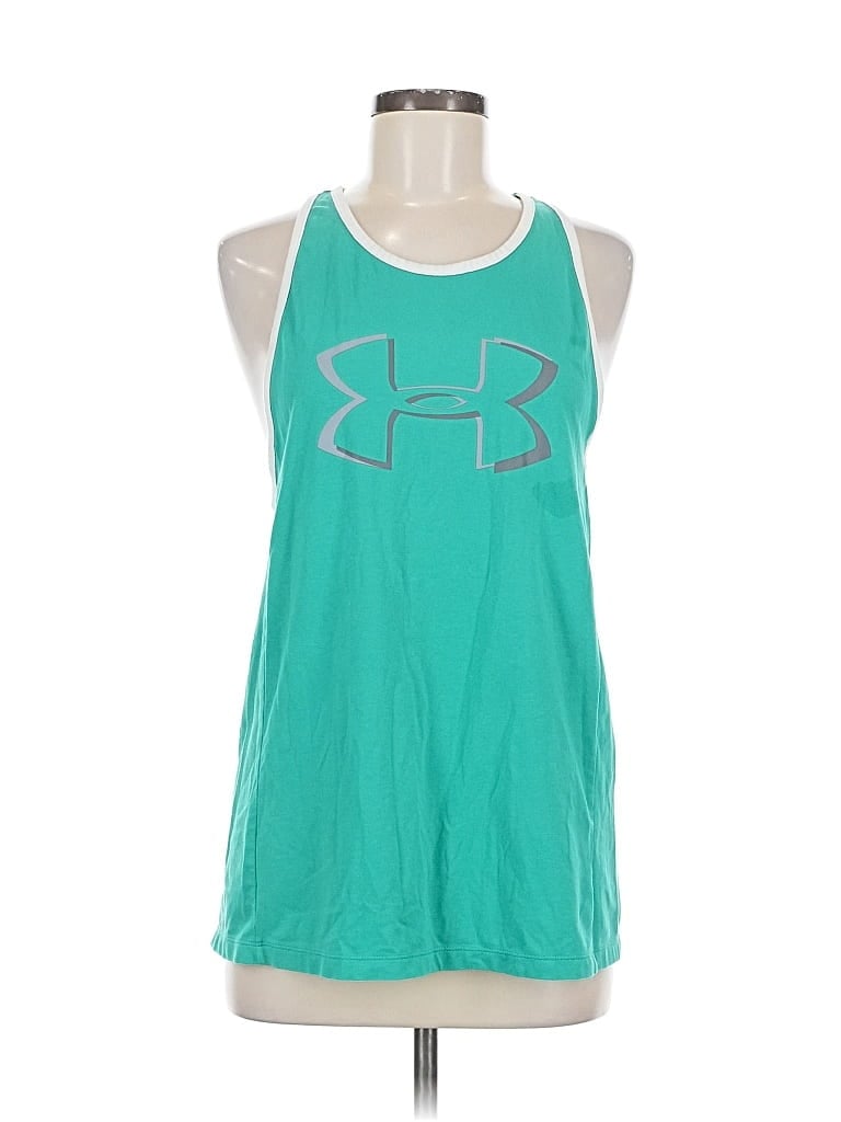 Pre-owned Under Armour Tank Top Green Halter Neckline Tops