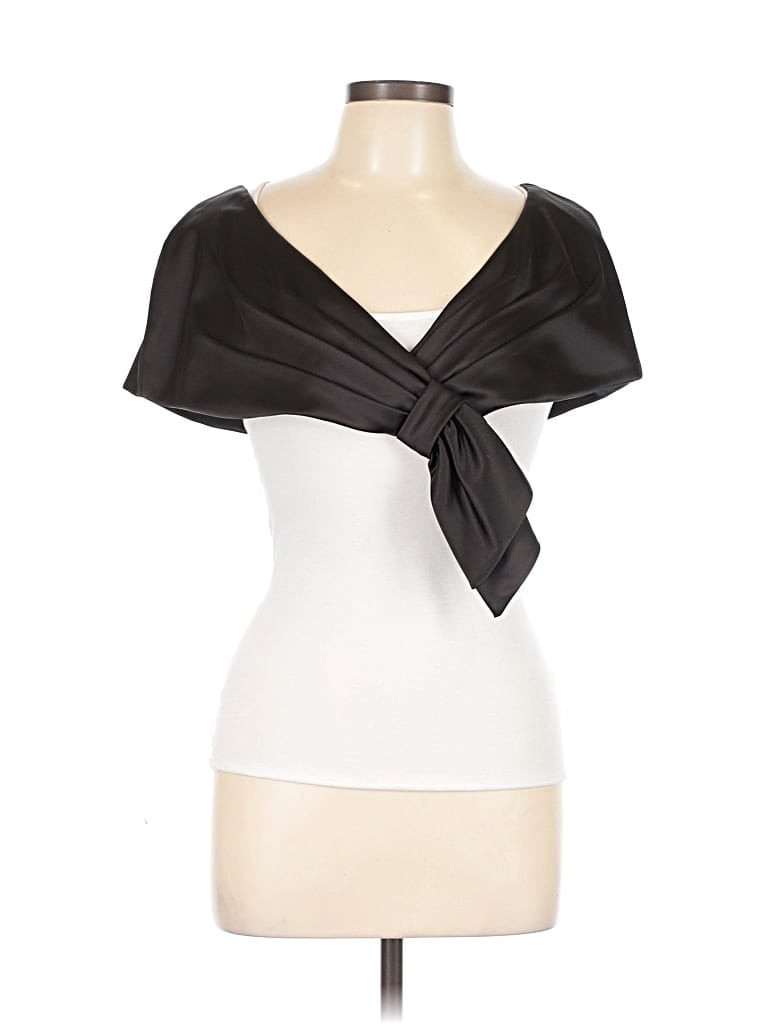 Pre-owned David Meister Short Sleeve Top Black Sweetheart Neckline Tops