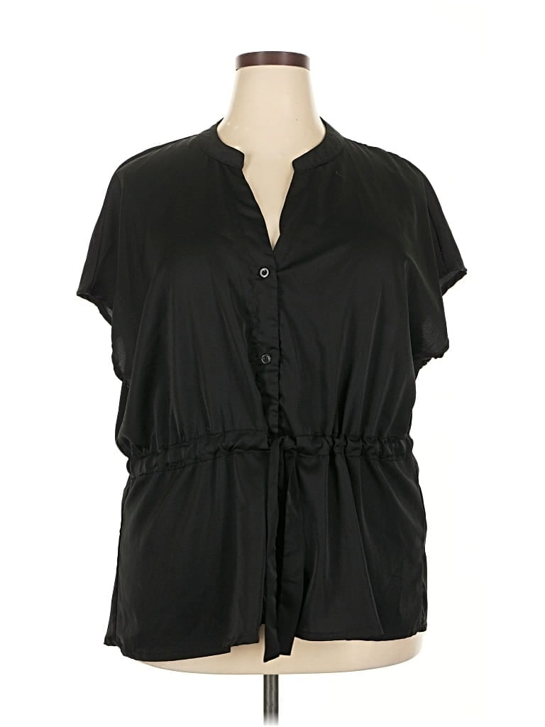 Pre-owned Assorted Brands Short Sleeve Blouse In Black