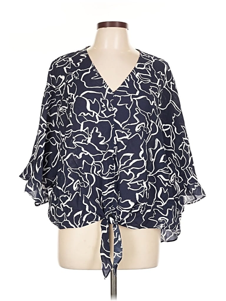 Pre-owned Chico's 3/4 Sleeve Blouse In Blue