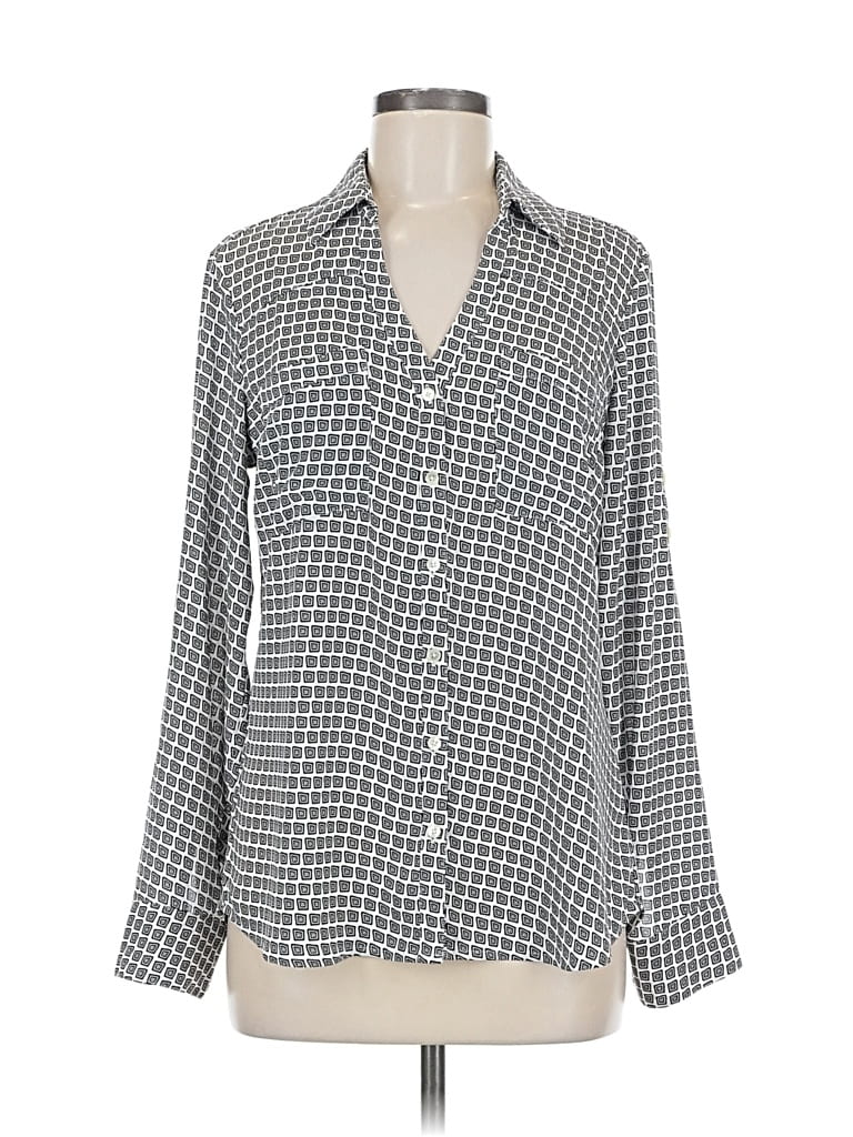 Pre-owned Express Outlet Long Sleeve Blouse In Gray