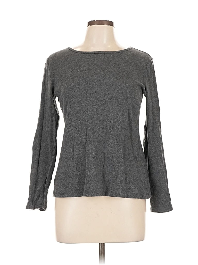 Pre-owned Liz Claiborne Long Sleeve T-shirt In Gray