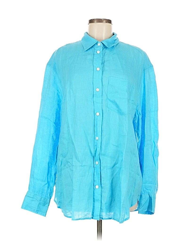 Gap Long Sleeve Button Down Shirt In Blue