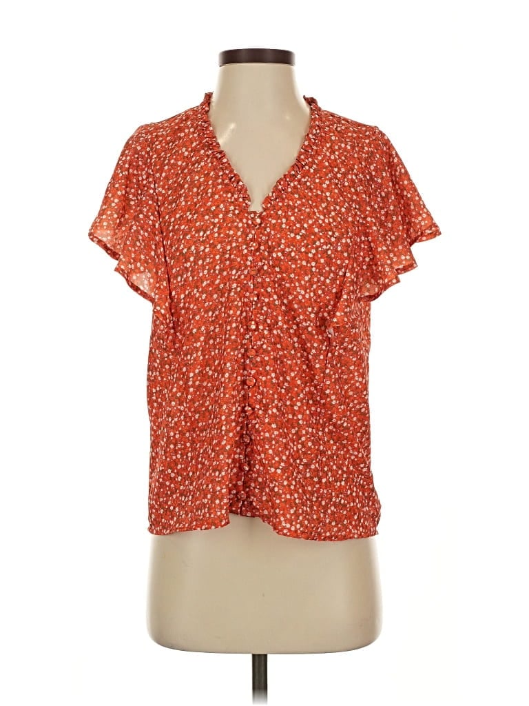 Pre-owned Thml Short Sleeve Blouse In Orange