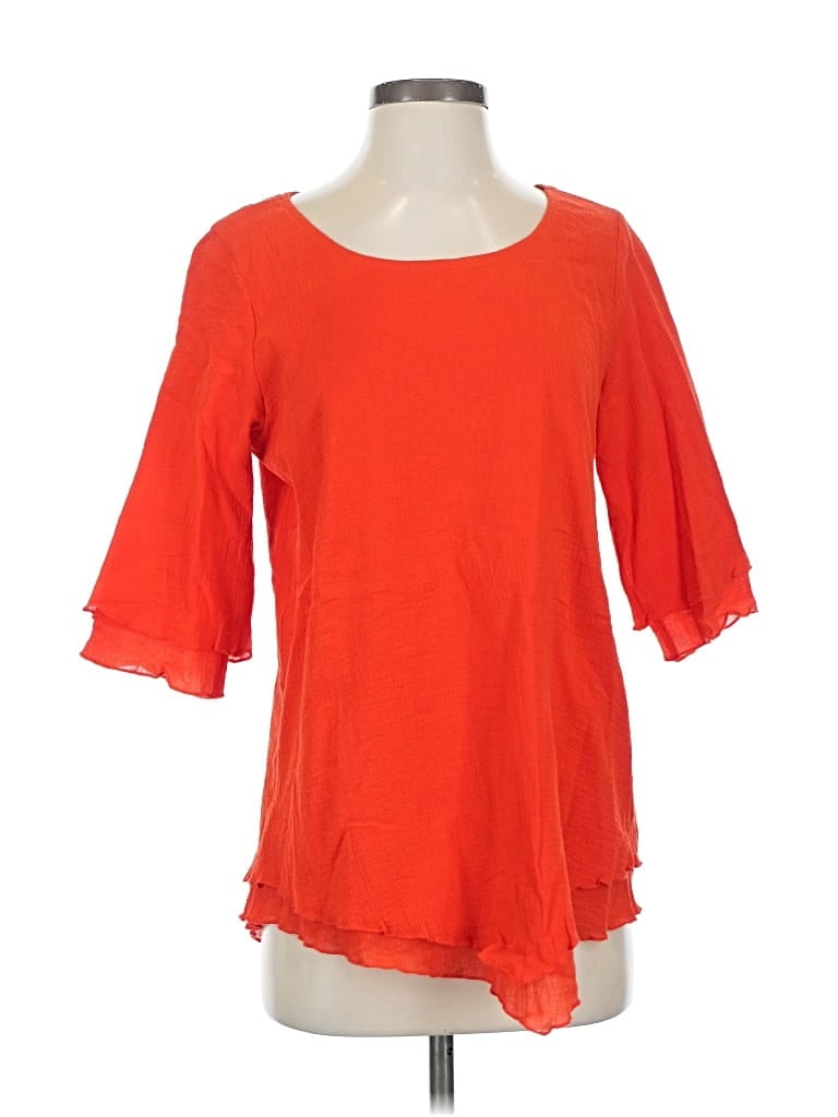 Soft Surroundings 3/4 Sleeve T-shirt In Orange