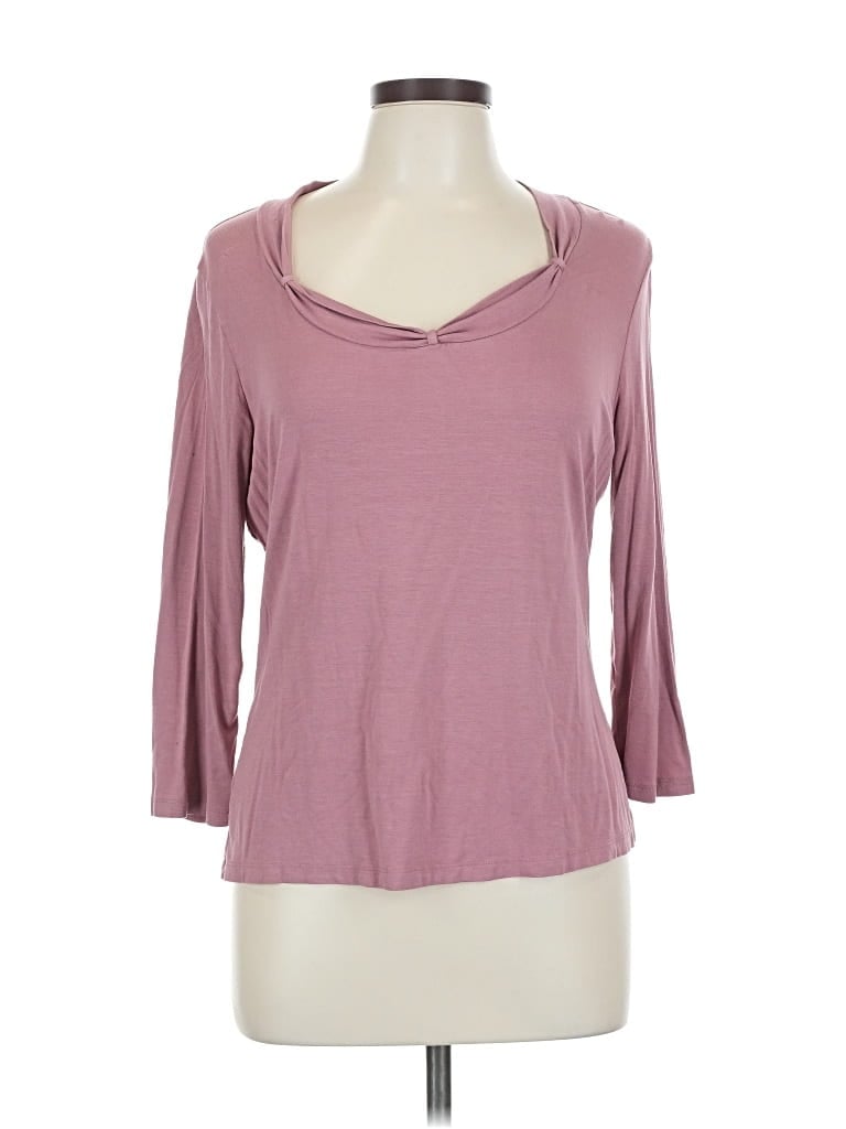 Pre-owned Ann Taylor 3/4 Sleeve T-shirt In Burgundy