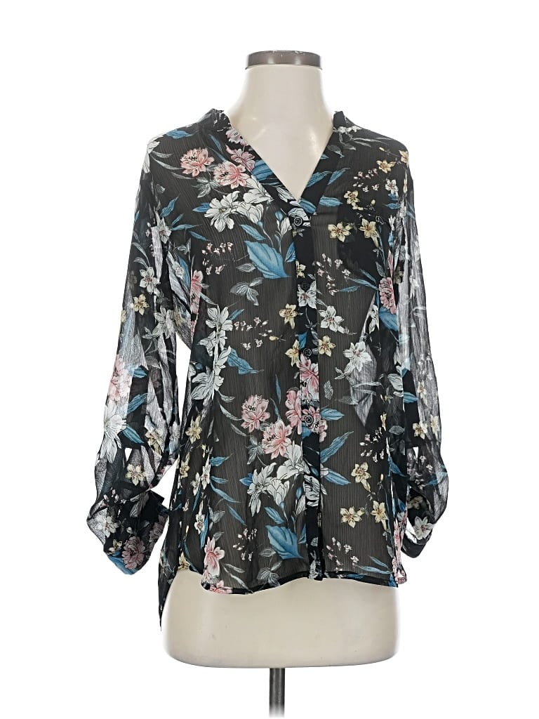 Pre-owned Kut From The Kloth 3/4 Sleeve Blouse In Black
