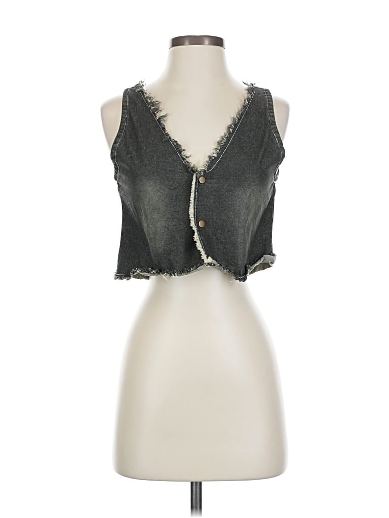 Pre-owned Assorted Brands Denim Vest In Gray