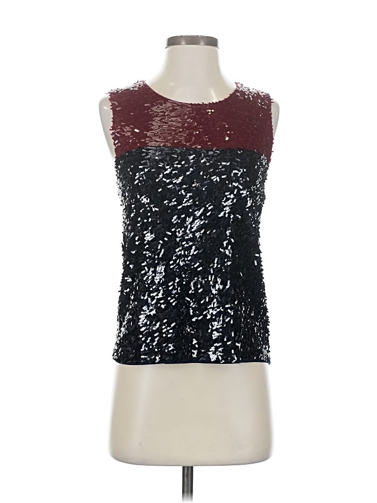 Pre-owned J.crew Collection Sleeveless Top Burgundy Scoop Neck Tops