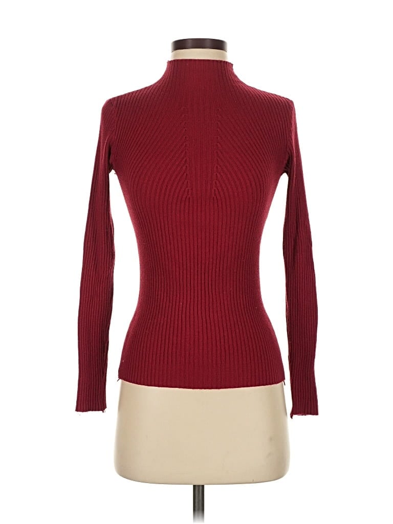 Pre-owned Unbranded Turtleneck Sweater In Burgundy