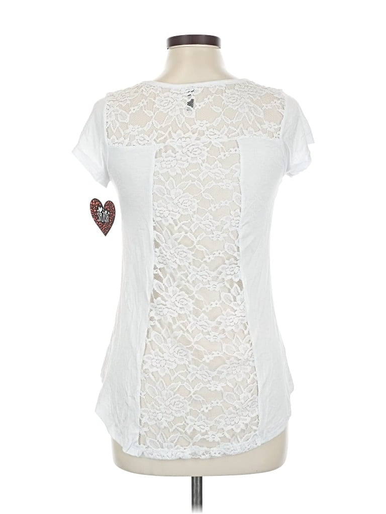 Pre-owned Splash Short Sleeve Top Ivory Sweetheart Neckline Tops In White