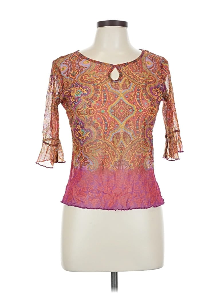 Pre-owned New York And Company 3/4 Sleeve Blouse In Orange