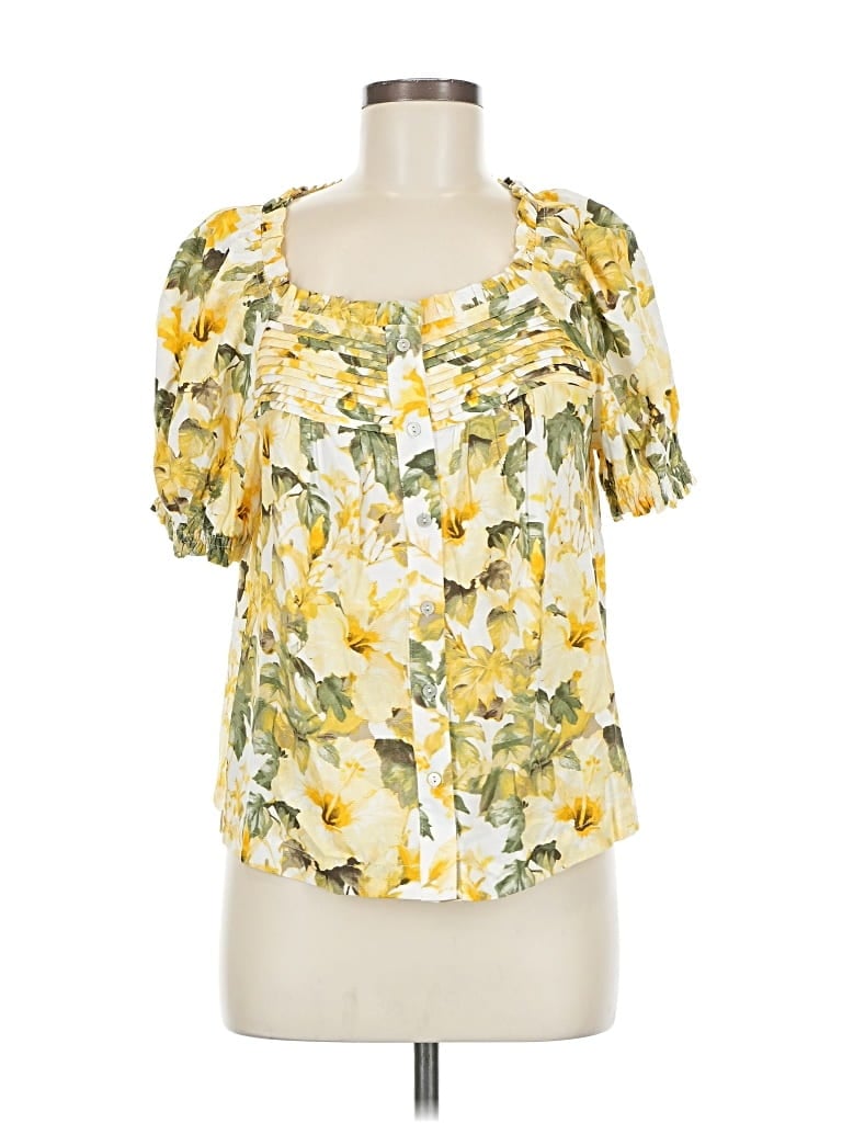 Pre-owned Rose + Olive Short Sleeve Blouse In Yellow