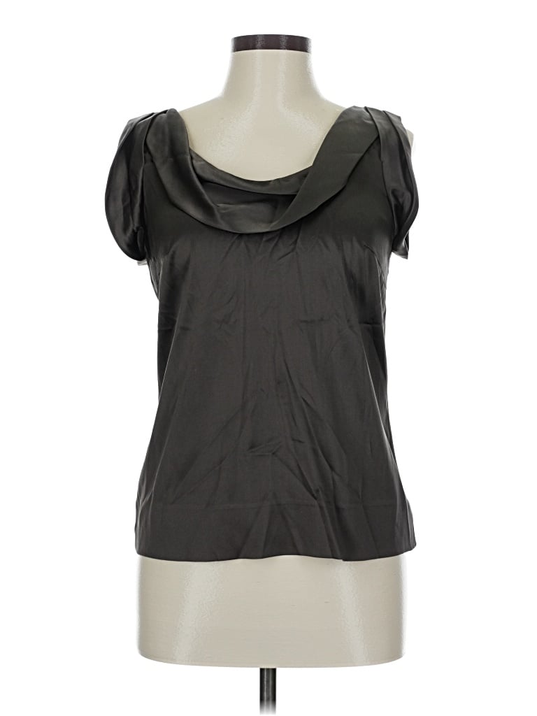 Pre-owned Etcetera Short Sleeve Silk Top Gray Cowl Neck Tops