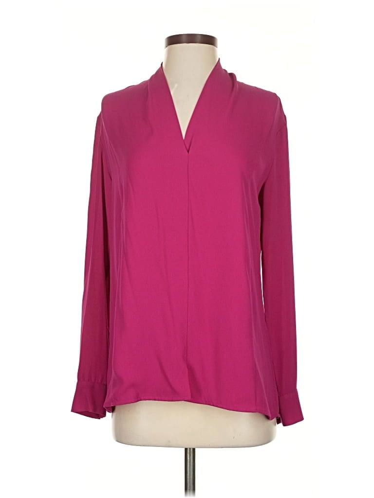 Pre-owned Ann Taylor Long Sleeve Polo Shirt In Pink