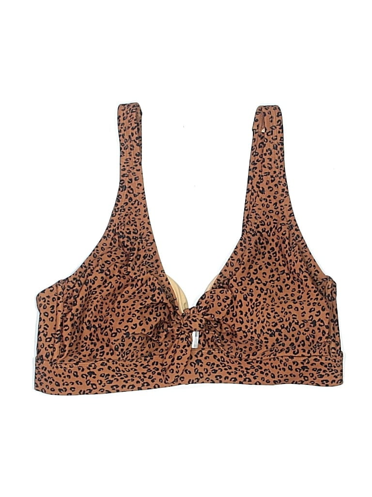 Pre-owned Kona Sol Swimsuit Top Brown Animal Print Pattern Swimwear
