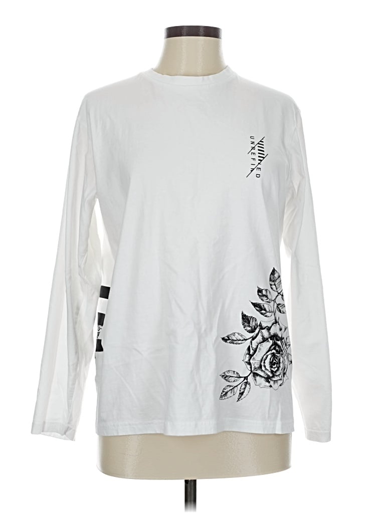 Pre-owned Denim And Flower Long Sleeve T-shirt In White