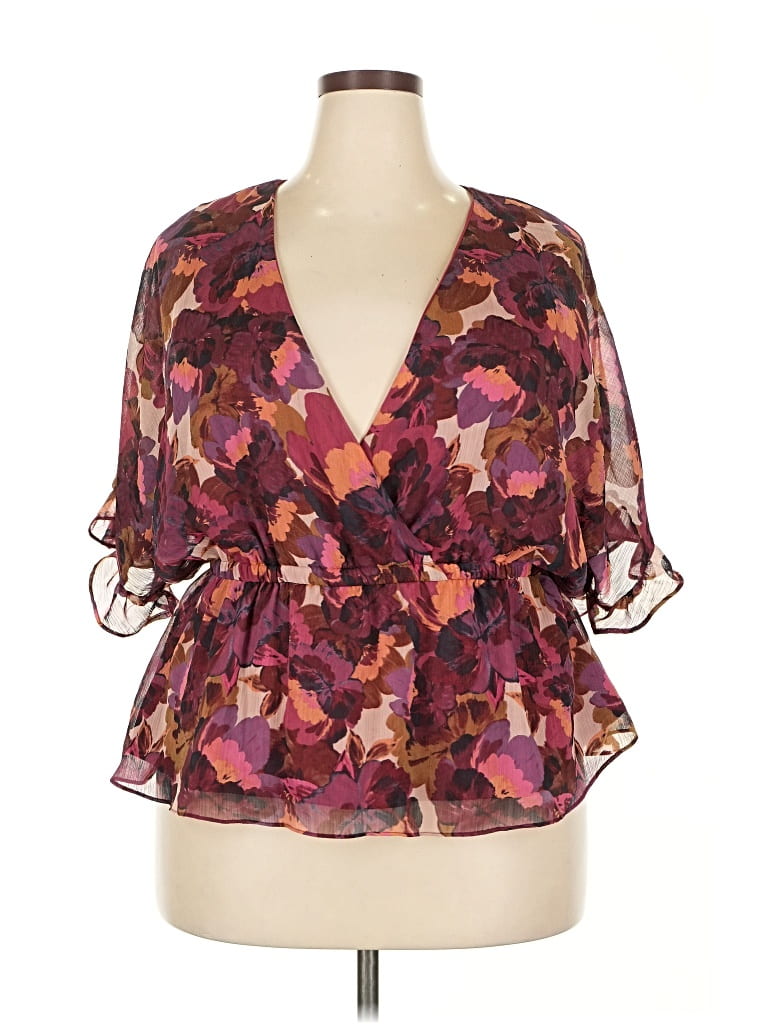 Pre-owned Sofia Jeans By Sofia Vergara 3/4 Sleeve Blouse In Burgundy