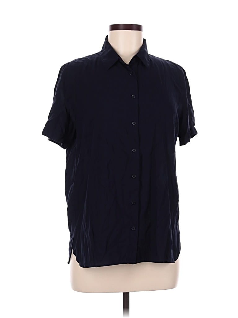 Pre-owned Uniqlo Short Sleeve Blouse In Blue
