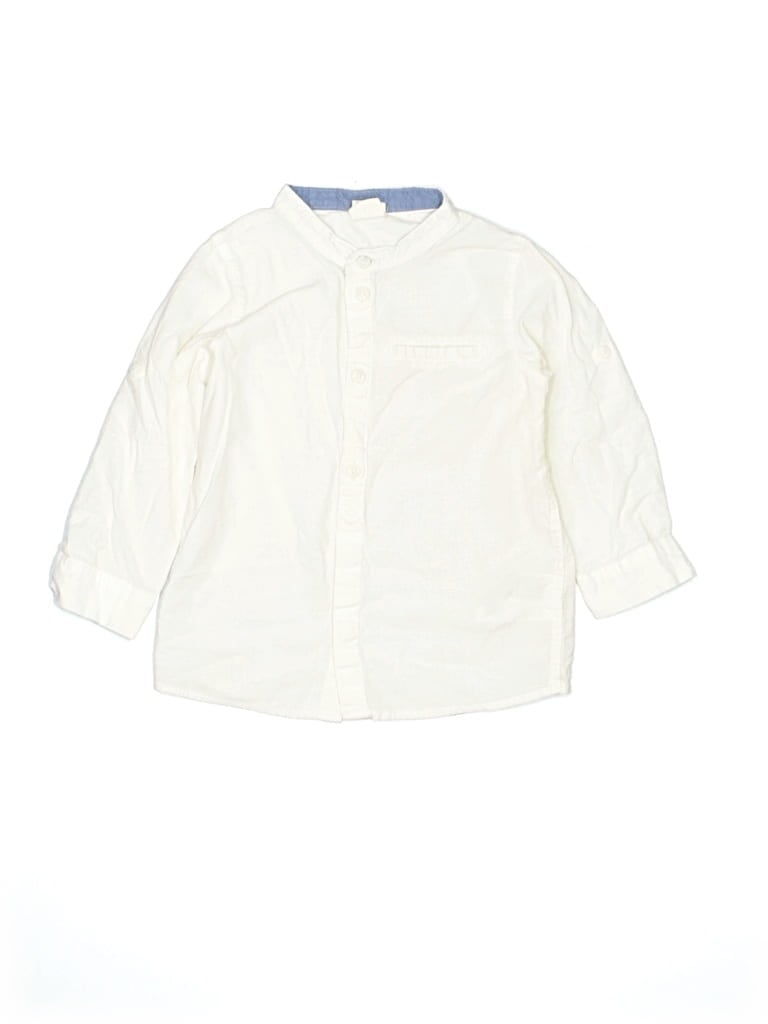 Pre-owned H&m Kids' Short Sleeve Button Down Shirt In White