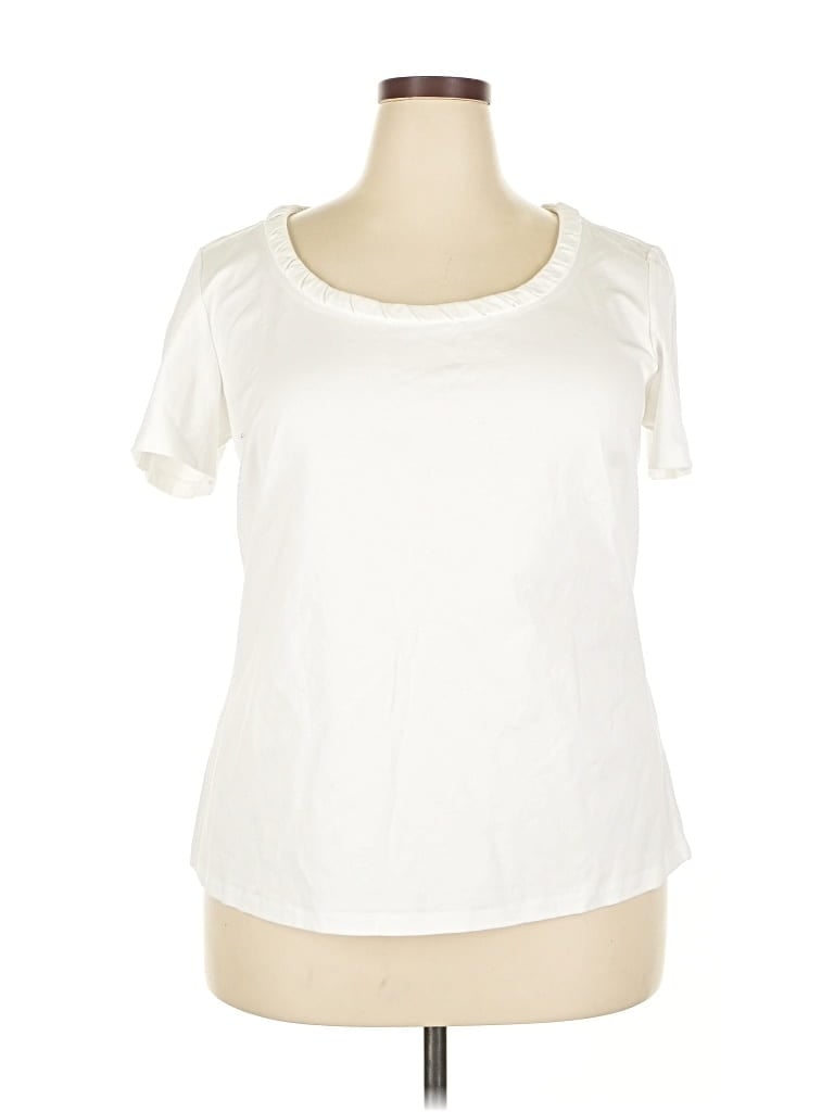 Pre-owned Lafayette 148 Short Sleeve T-shirt In White