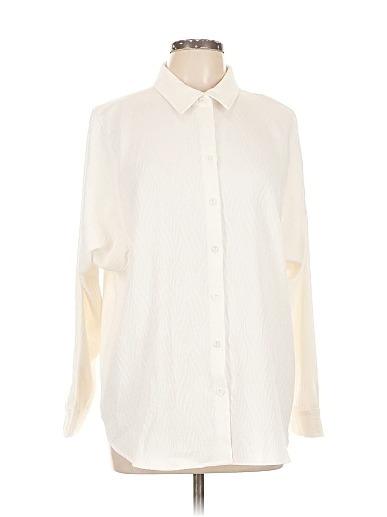 Pre-owned Chico's Long Sleeve Blouse In White