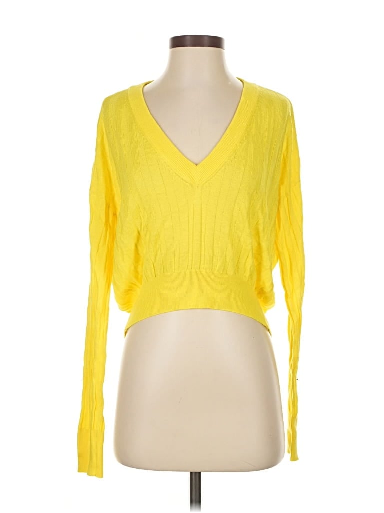Pre-owned Express X Olivia Culpo Cardigan Sweater In Yellow