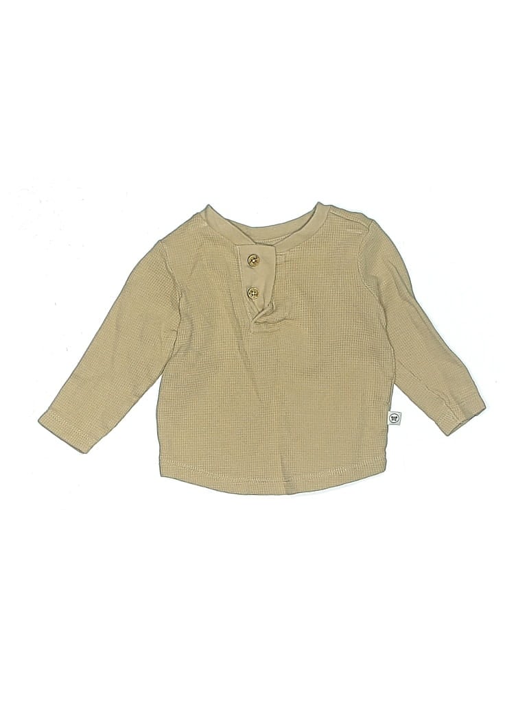 Pre-owned Honest Baby Clothing Babies' Long Sleeve Henley Shirt In Brown