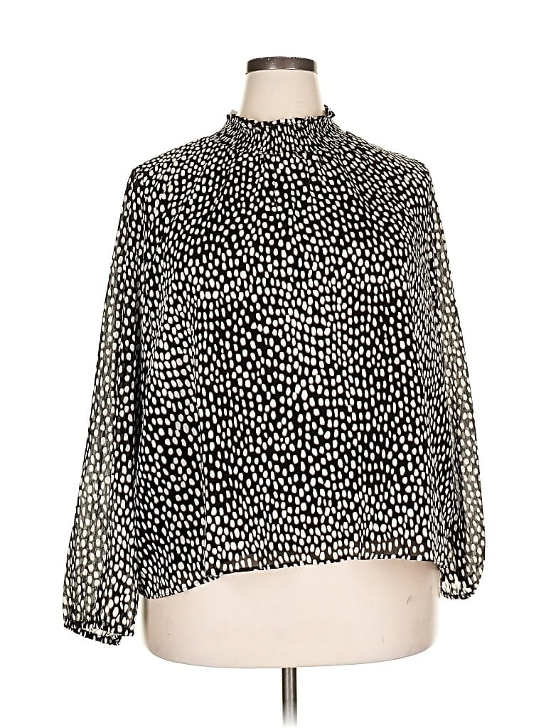 Pre-owned J.crew Factory Store Long Sleeve Blouse In Black