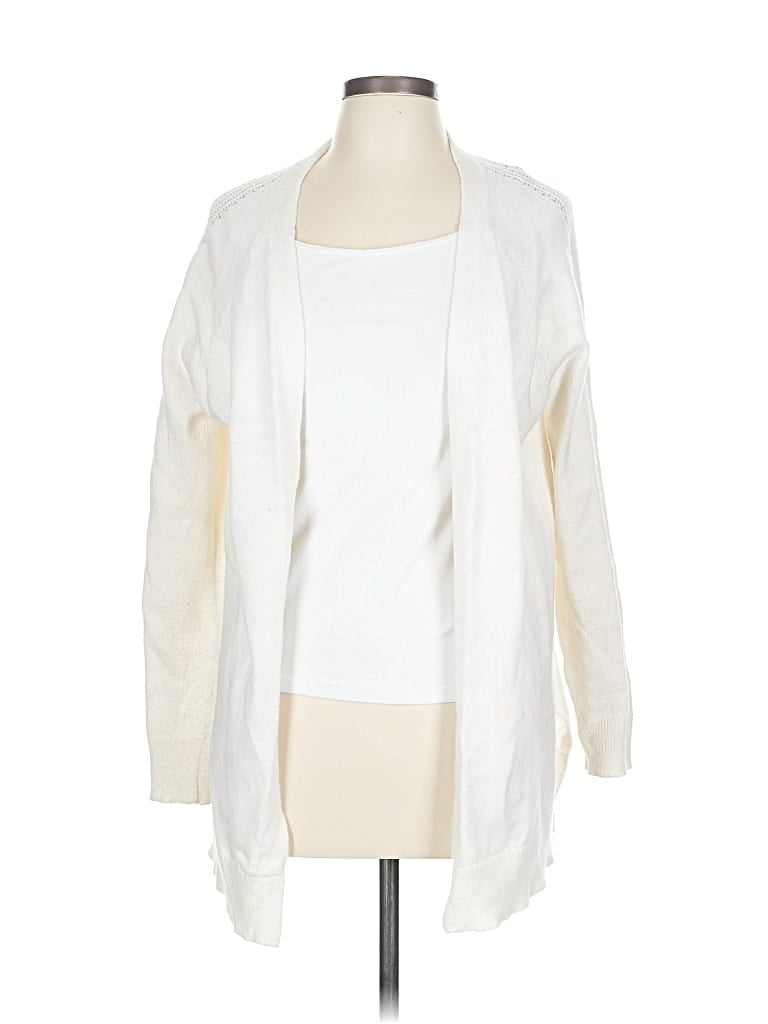 Pre-owned Ann Taylor Loft Outlet Cardigan Sweater In White