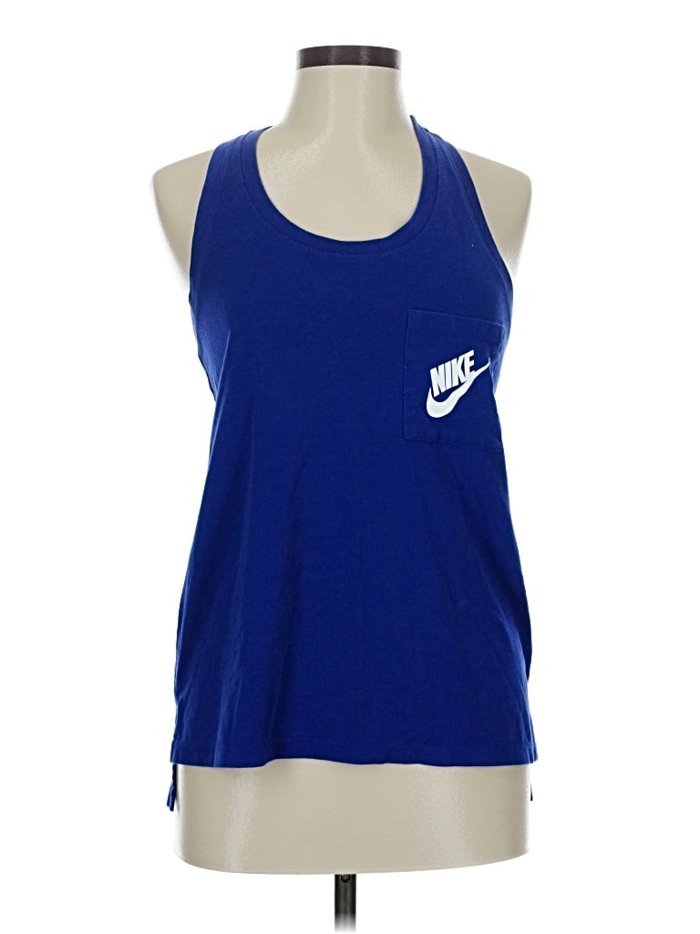 Pre-owned Nike Tank Top Blue Halter Neckline Tops