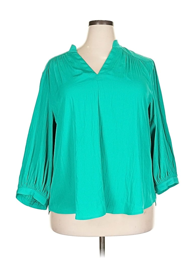 Pre-owned Chico's 3/4 Sleeve Blouse In Green