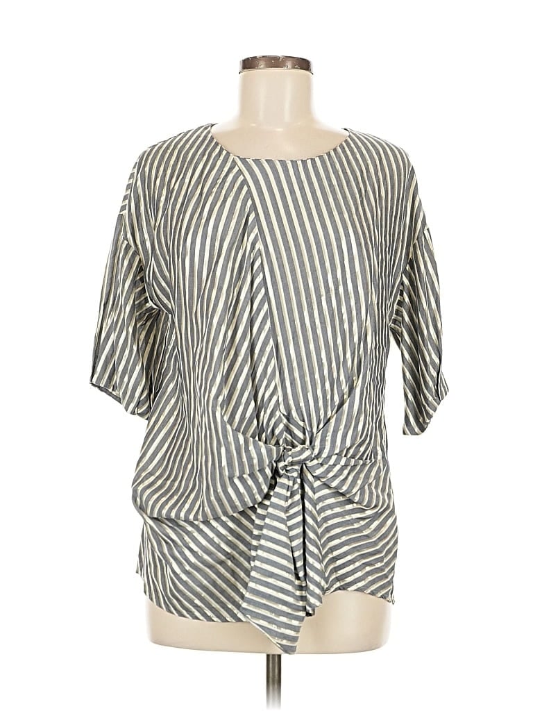 Pre-owned Eva Franco Short Sleeve Blouse In Gray