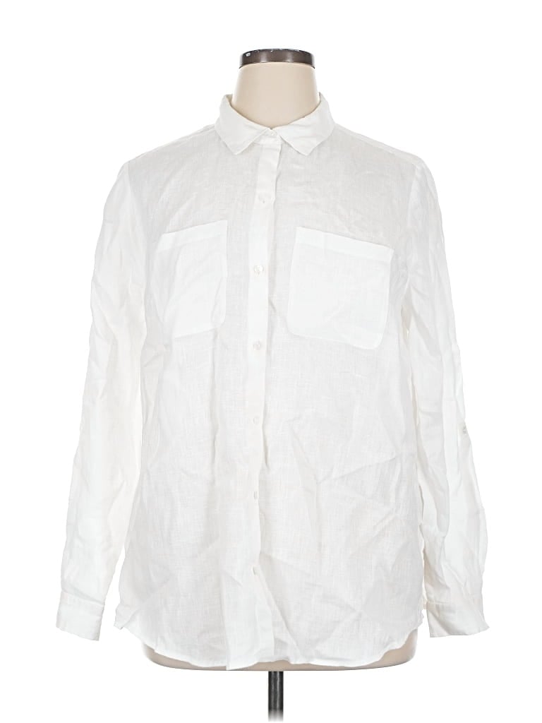 Pre-owned Charter Club Long Sleeve Button Down Shirt In White