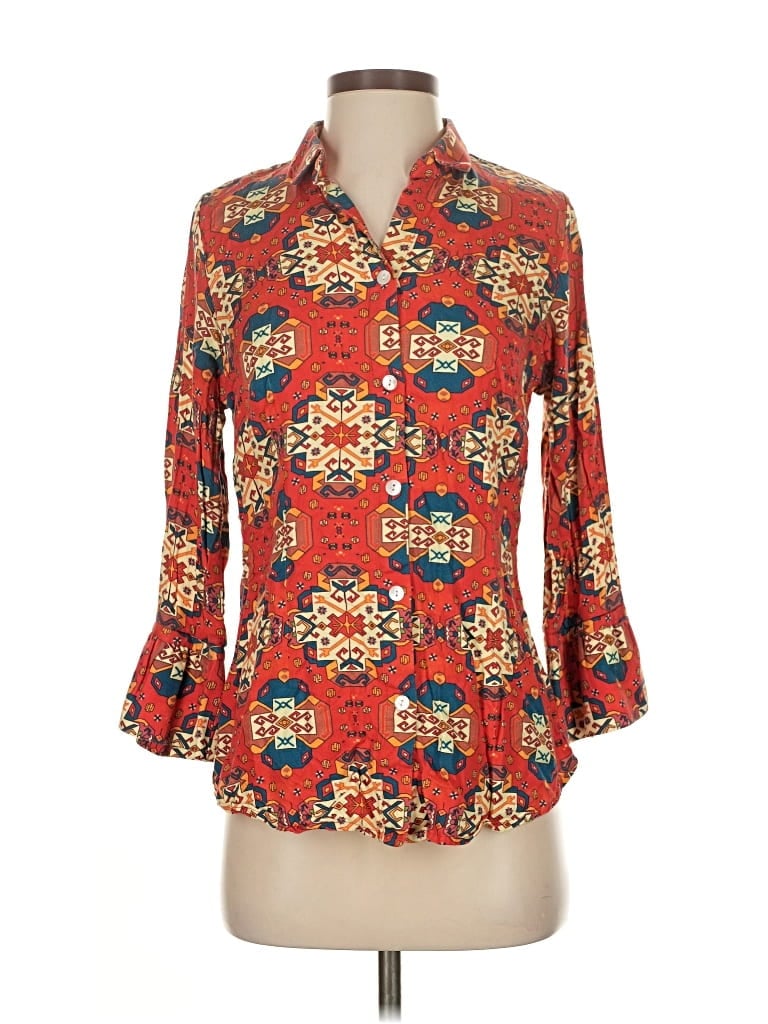 Pre-owned Gretchen Scott Designs 3/4 Sleeve Blouse In Red