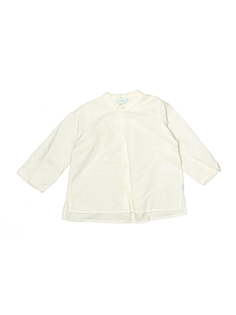 Pre-owned Marie Chantal Kids' 3/4 Sleeve Button Down Shirt In White