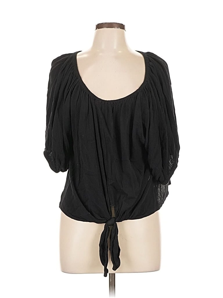 Pre-owned Karen Kane 3/4 Sleeve Blouse In Black