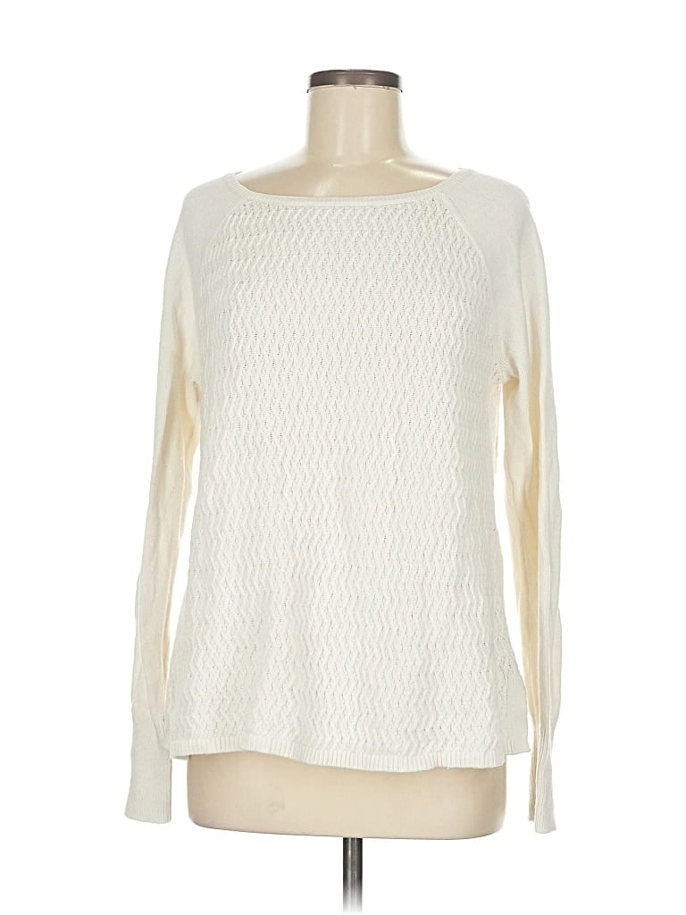 Pre-owned Ann Taylor Loft Pullover Sweater In White