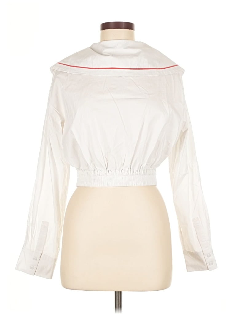 Pre-owned Assorted Brands Long Sleeve Blouse In White